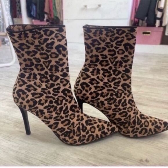 Steve Madden Leopard Print Stiletto Ankle Boots Size 6 - Picture 12 of 12